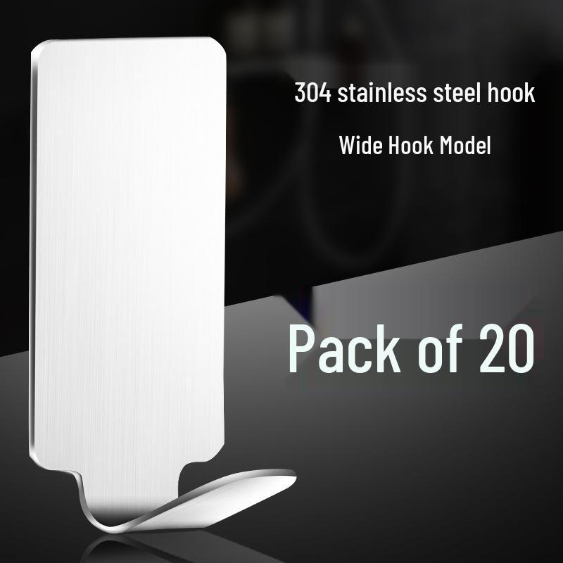 Stainless Steel Adhesive Wall Hook for Clothes, Coats, and Hats - No-Punch Installation, Ideal for Kitchen and Bathroom.