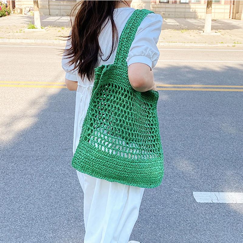 Yogodlns Летняя тканая полая сумка на плечо для женщин ярких цветов, дорожная, морская, пляжная, повседневная большая сумка