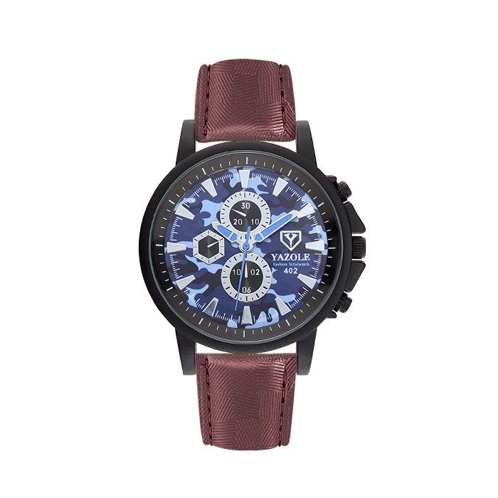 Yazole 402 Own Brand Colors Unisex Quartz Watch Weird Leather Band 3 Dials Decorations Simple Student Relogio Musculino