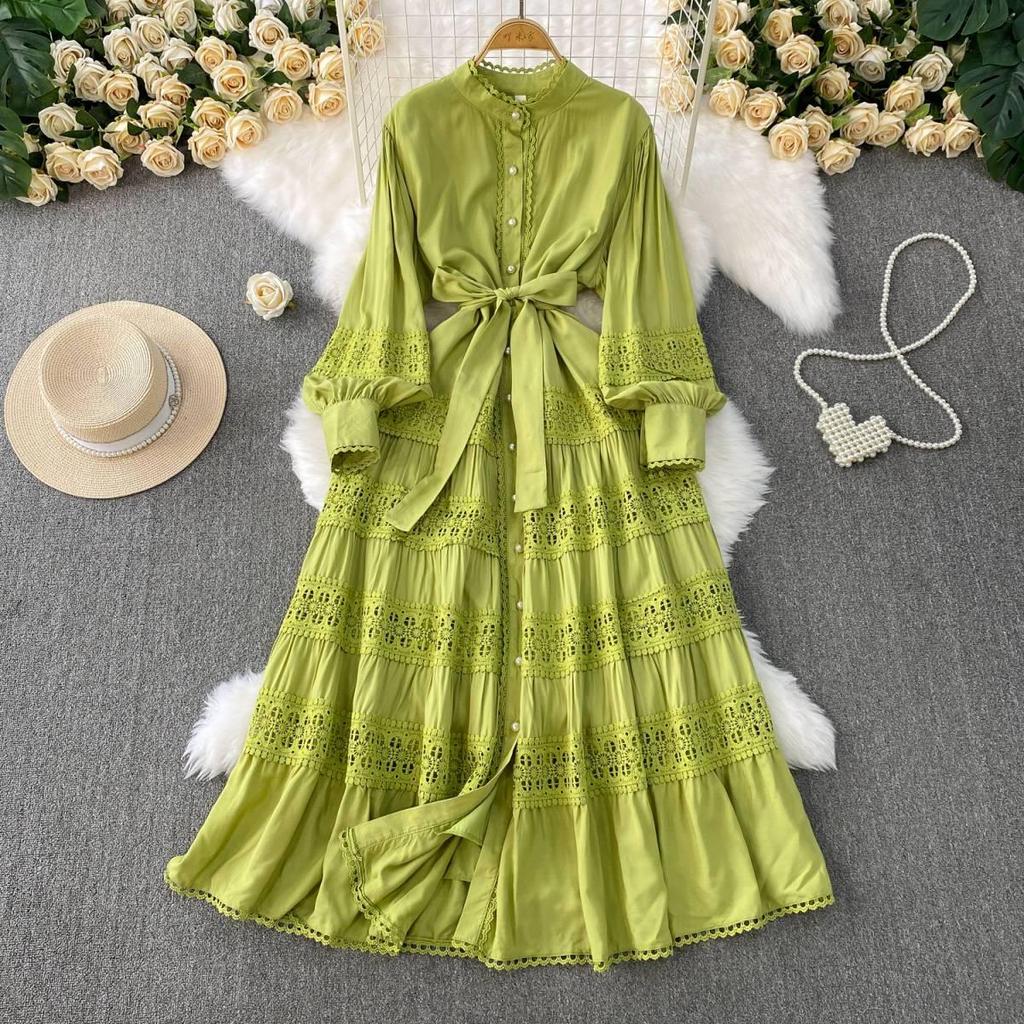 Роскошные вечерние кружевные длинные платья для подиума, женское однобортное однобортное однобортное лоскутное бандажное платье с рукавами-фонариками