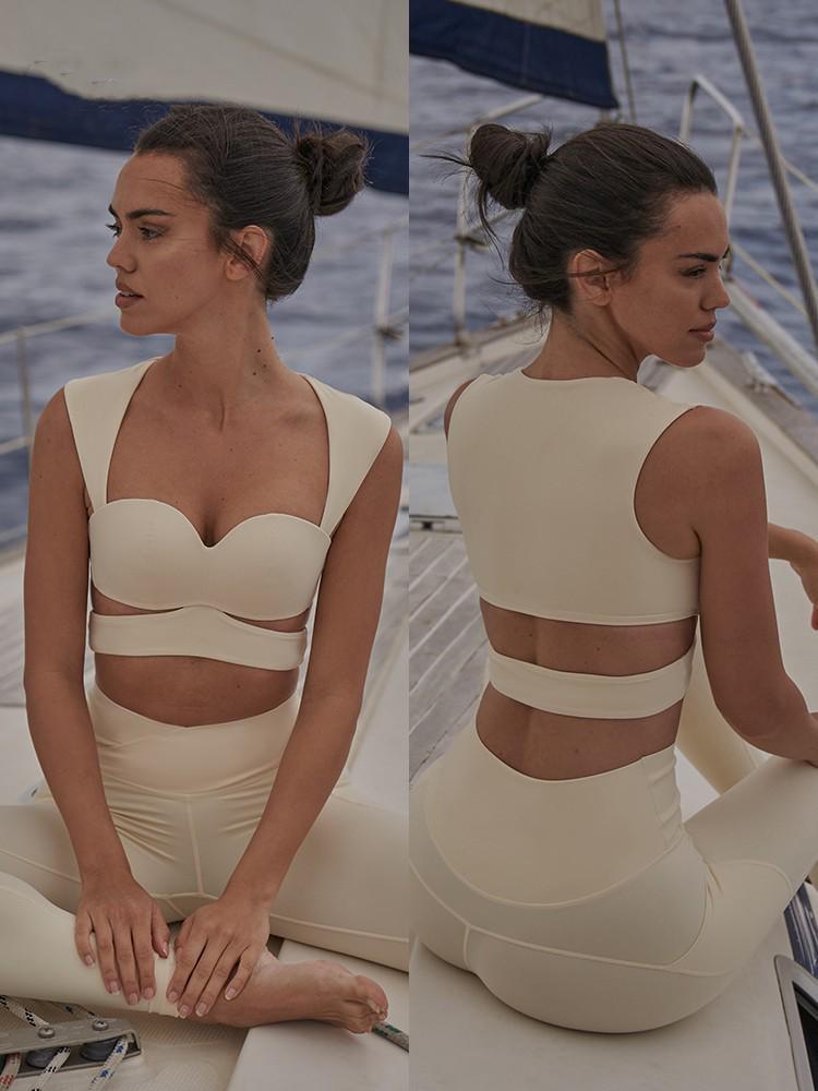 Женский комплект одежды для йоги и пилатеса Cross-Border: Штаны для йоги с высокой талией и мягкий спортивный бюстгальтер.