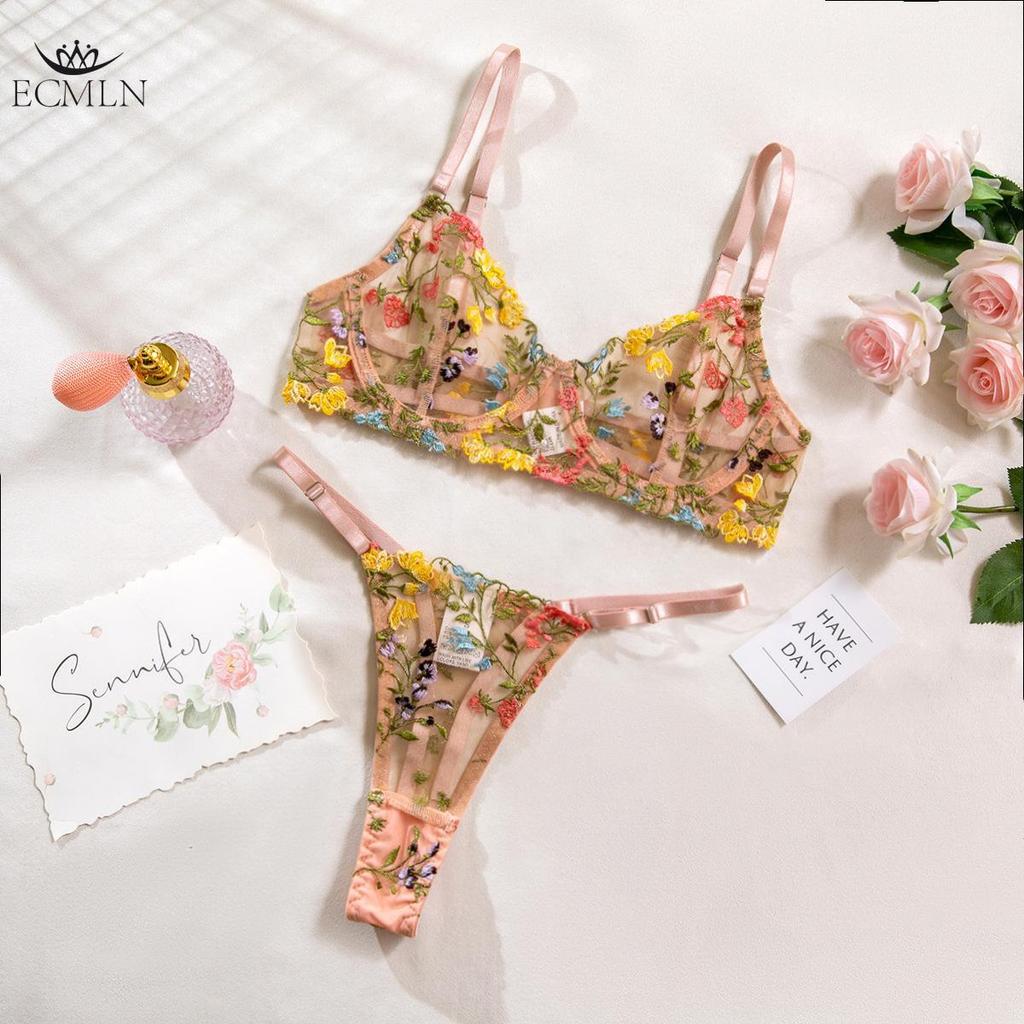 Женские кружевные комплекты бюстгальтеров Бесшовное нижнее белье Сексуальные трусики Бюстье Ультратонкие трусы