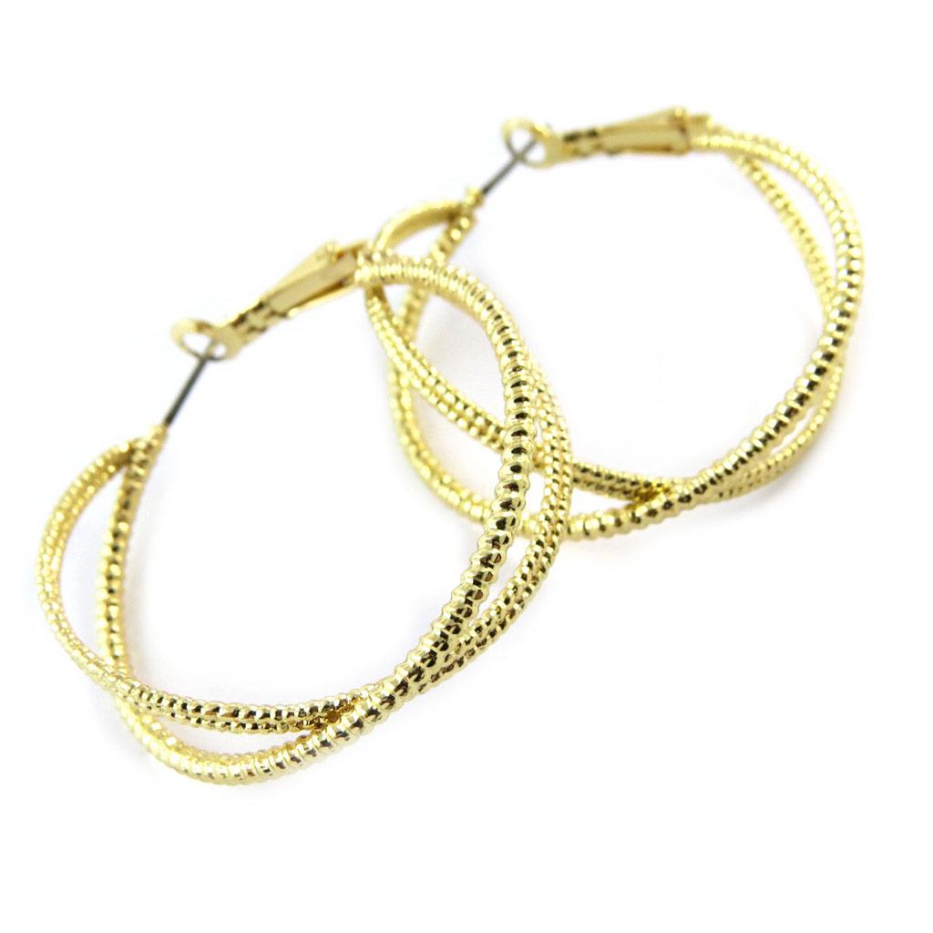 Les Trésors De Lily [N6293] - Gold 'Choreography' Hoop Earrings Ø 40 Mm 15 Mm