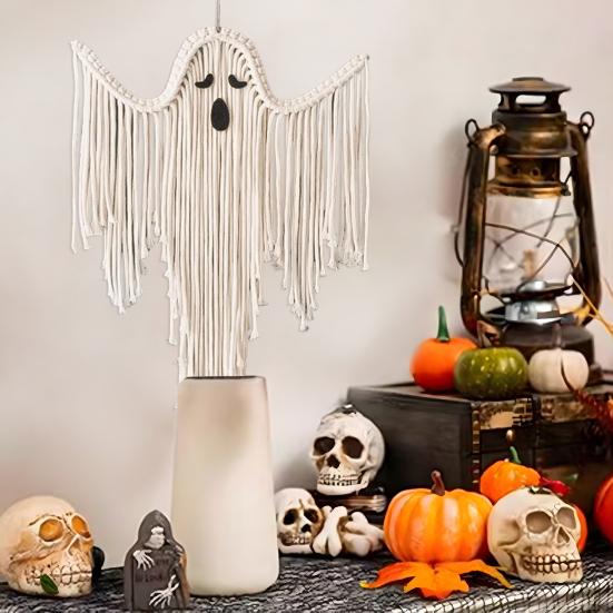 Хэллоуин Привидение Украшения Ручной работы Кисточка Привидение Белая Веревка Привидение Декор Подвесное Привидение Настенное Искусство Подарок