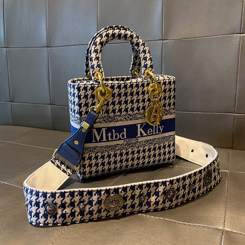 Женская сумка через плечо с ретро-принтом, сумка через плечо в клетку Hundred Thousand Bird Check для девочек, маленькая квадратная сумка, модная кожаная сумка через плечо для девочек