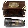 1920 Marine Telescope Brass Spyglass with Wooden Box Nautical Telescope Pirate Explorer Collectible Handheld