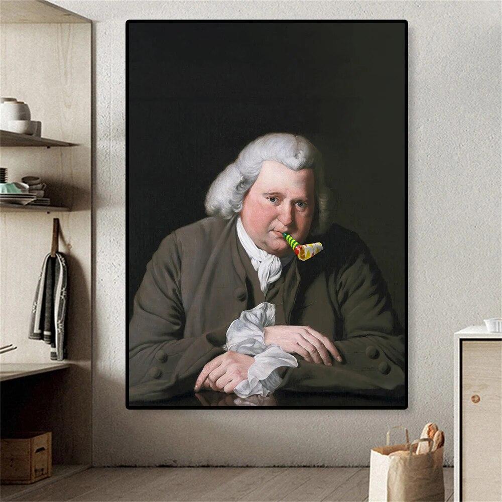 Banksy Style Print Wall Art Altered Art Ice Cream Poster Vintage Victorian Portrait Canvas Painting Gallery Home Room Decor