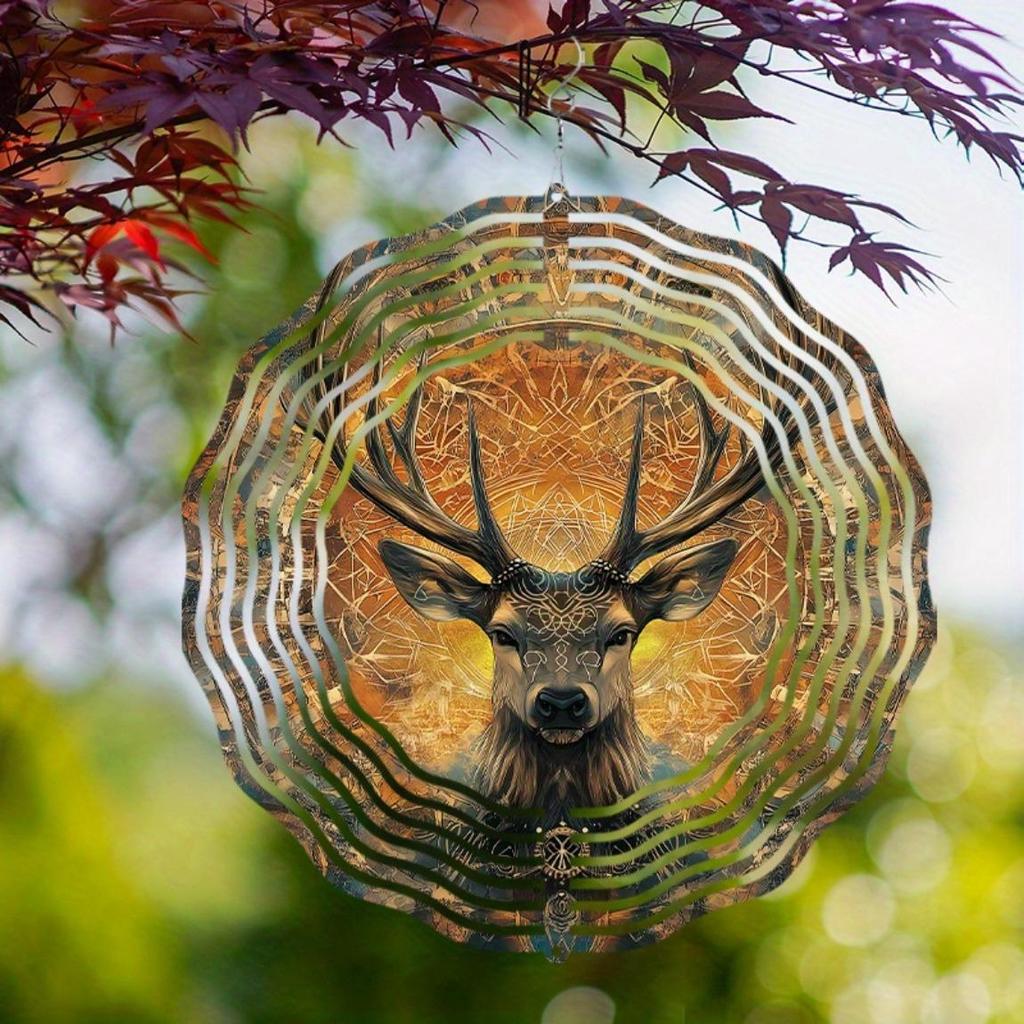 10-дюймовый ветряной спиннер «Олень» с колокольчиком для декора открытого сада, балкона, вращающийся крюк, элегантный подарок на весну-лето