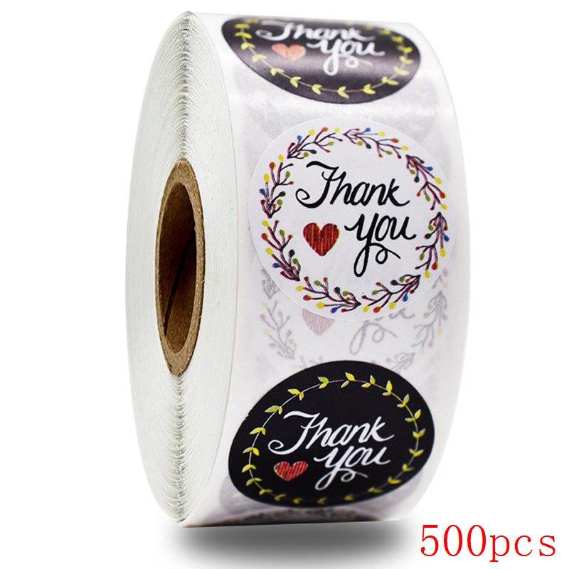 50-500pcs 1 Inch Flower Thank You Stickers Seal Label Handmade Stickers Scrapbooking for Gift Envelope Seals Stickers