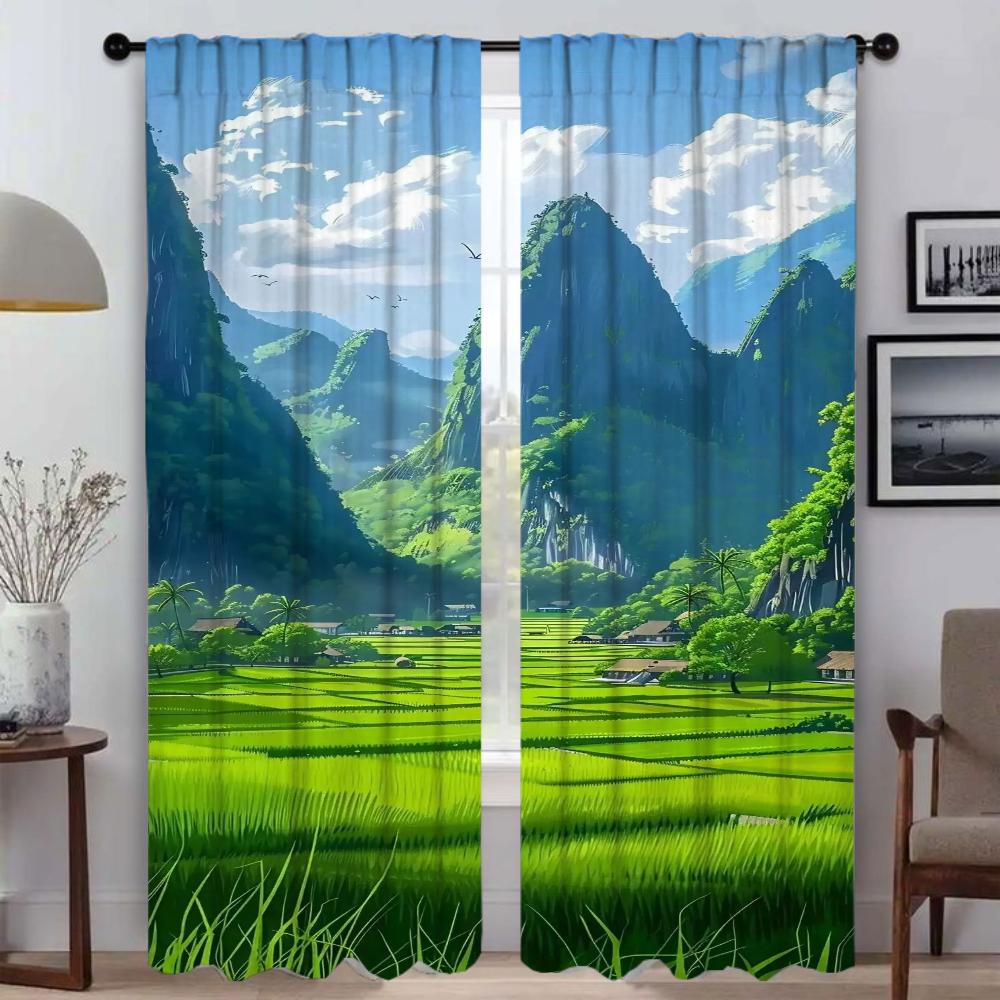 Летние кухонные занавески для перегородок, затемняющие шторы для камеры, 2 шт., занавески для окон, украшение на Хэллоуин, тюль для спальни