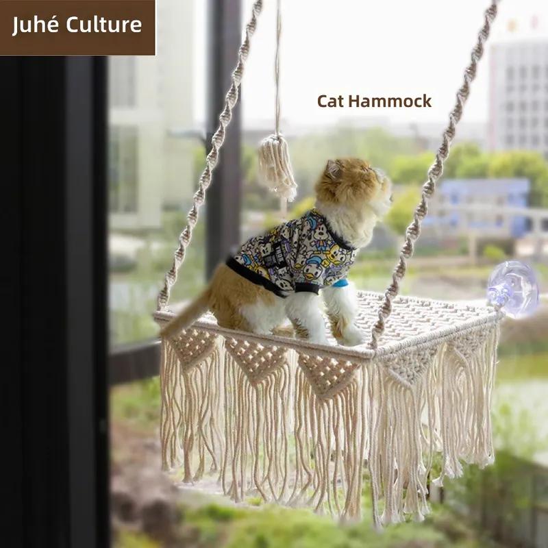 Cat Hammock for Cats with Suction Cup Mount Window Perch Bed for Indoor Felines Durable Aluminum Alloy Lightweight Design