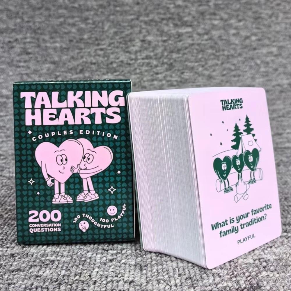 200 Questions Talking Hearts Cards Game Small Pictures Paper Flip Toy Party Game Props  Road Trips