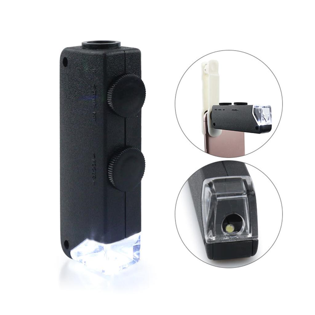 60x-100x LED Lighted Pocket Microscope Handheld Pocket Microscope Battery Powered Science Microscope