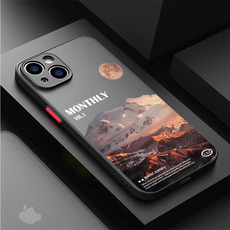 Чехол для телефона 'Закат в заснеженных горах' для iPhone 16 15 Pro Max 14 13 12 11 XS Max Mini XR X 7 8 Plus SE Ударопрочный силиконовый задний чехол