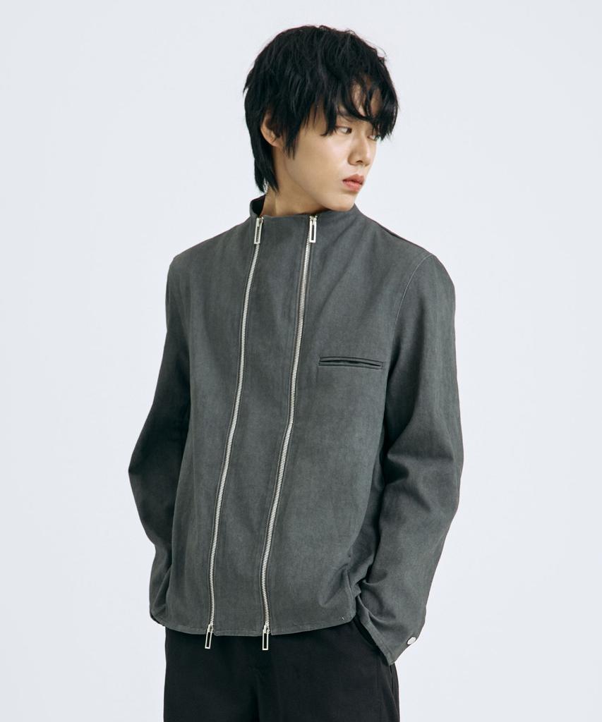 TEN PAST SEVEN Double Zipper Stand Neck Jacket (2 Colors)