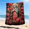 1pc Mary Floral Artwork Throw Blanket Polyester Fiber, Lightweight Flannel, Soft & Warm, All Season Use for Outdoor, Camping Digital Print