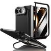 With Pen Slot&Screen Protector Fold Phone Case for IPhone Ultra Hinge Protective Hard PC Metal Kickstand Shockproof Cover