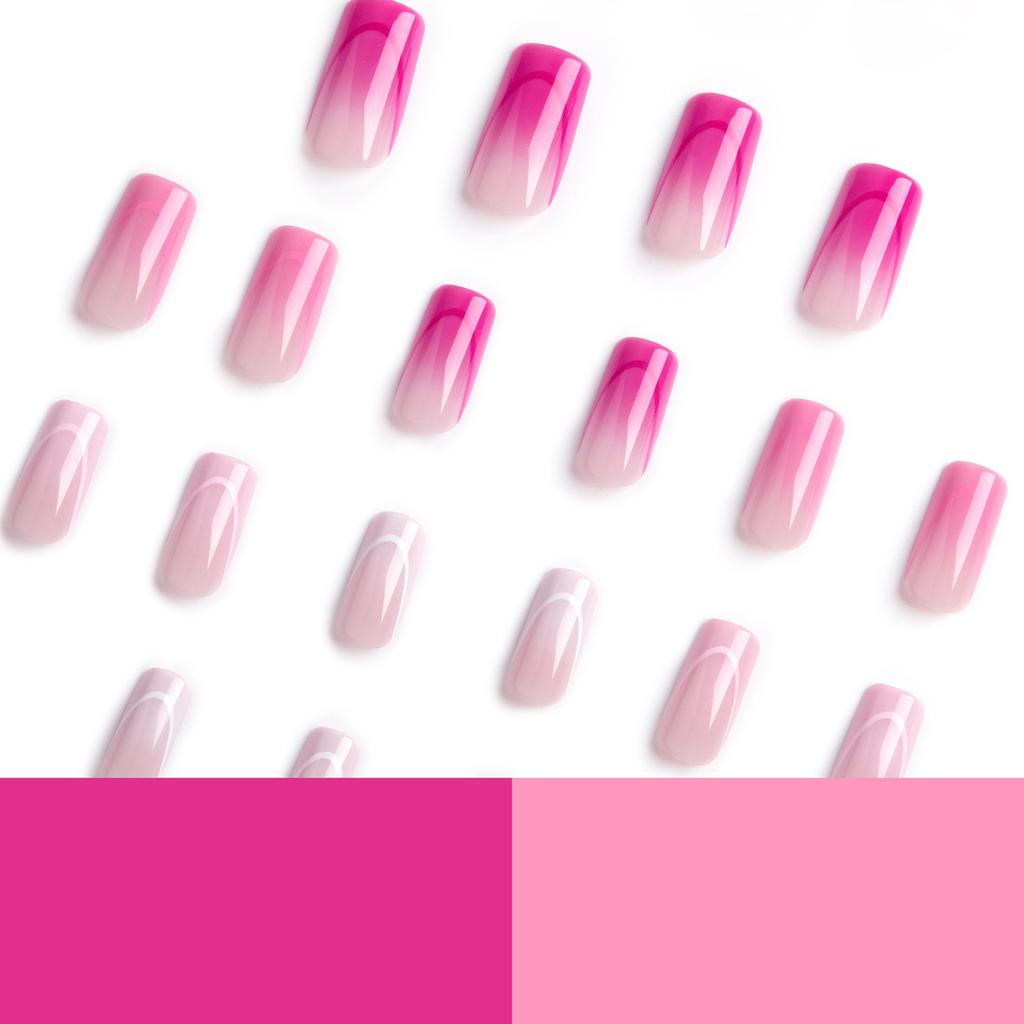 Накладные ногти длинные розовые фиолетовые постепенно меняющиеся четырехцветные линии накладные ногти накладные ногти накладные ногти