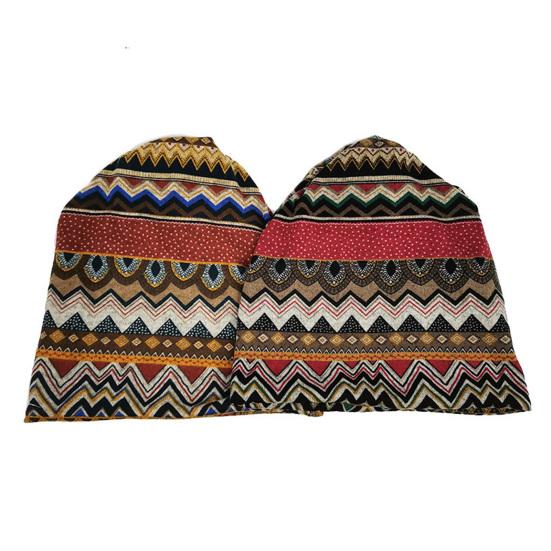 Winter Warm Hat Super Soft Wear Resistant Windproof Neck Cover Protector Ethnic Print Dual-use Women Hat Scarf
