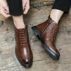 Модные высокие мужские кожаные туфли Классический британский минималистский стиль Отдых на природе Вечеринка Повседневная офисная и деловая обувь Размер 38-46