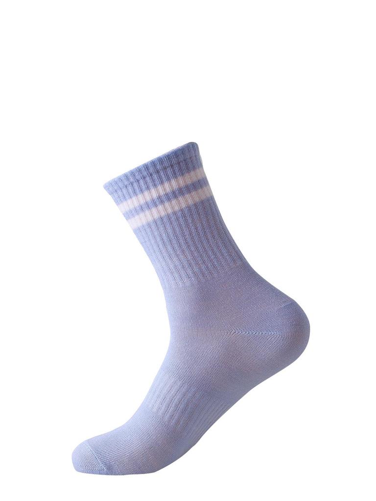 Женские полосатые гольфы до середины икры выше колена с нескользящими свойствами для занятий спортом: Универсальный повседневный стиль с двумя полосками для весны/осени.