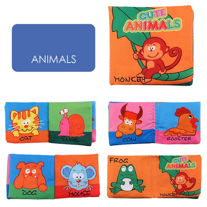 Высококонтрастная 3d детская тканевая книга, складная цифровая книга с изображением животных, игрушки для раннего образования на английском языке, подарки