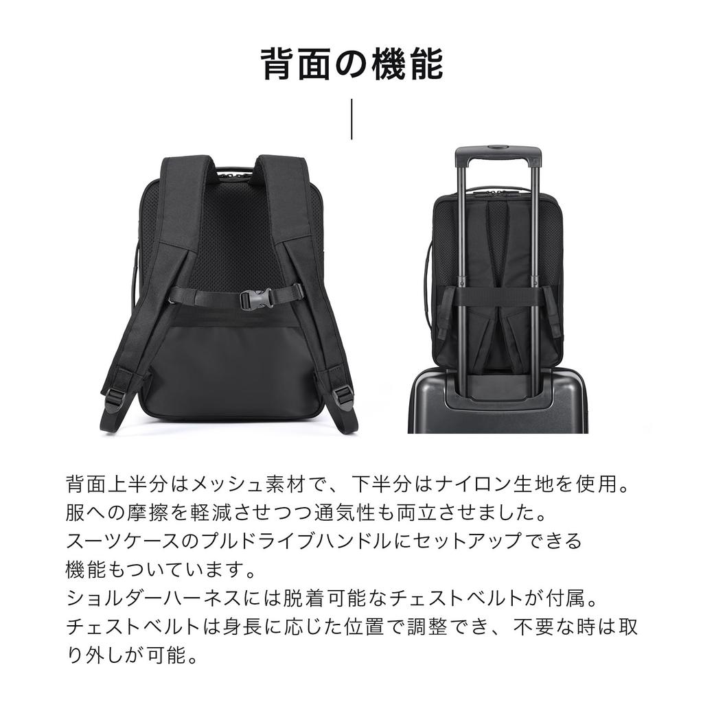 Ace Gene Gadgetable SF Business Backpack, Fits B4 Size, Fits a 15.6-inch PC, 19L Expandable Capacity, Two-Compartment Design, No. 68785