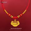 Детское ожерелье-замок долголетия из золота: Дизайн Кои с красным воротником для подарка на 1-й день рождения