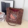 Канвасовая сумка через плечо для девочек Hello Kitty с леопардовым принтом, из дышащей легкой ткани, для школы и повседневного использования