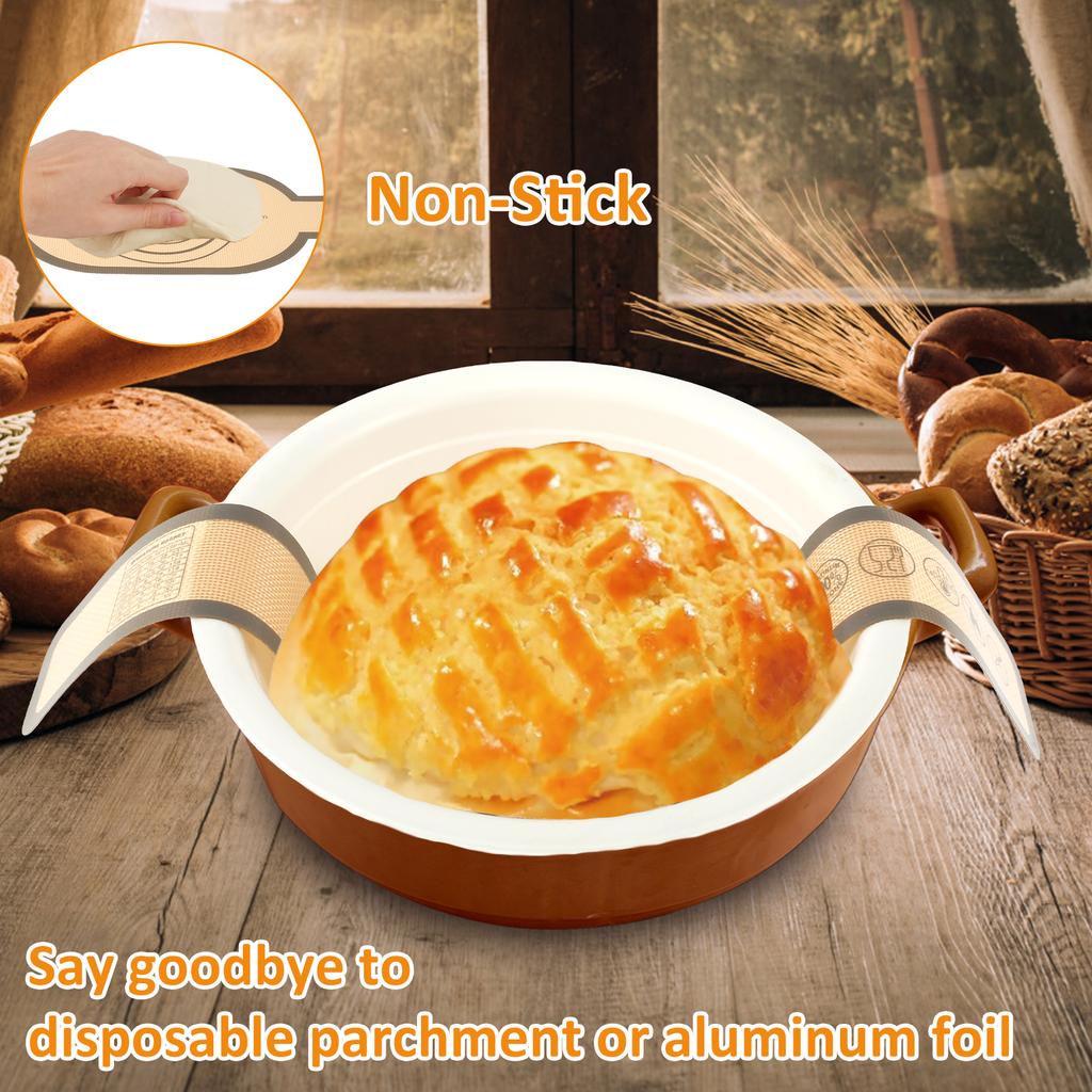 2 шт. силиконовый слинг для хлеба, антипригарный силиконовый коврик для выпечки, длинная ручка, термостойкий, слинг для хлеба на закваске, вкладыш для голландской духовки