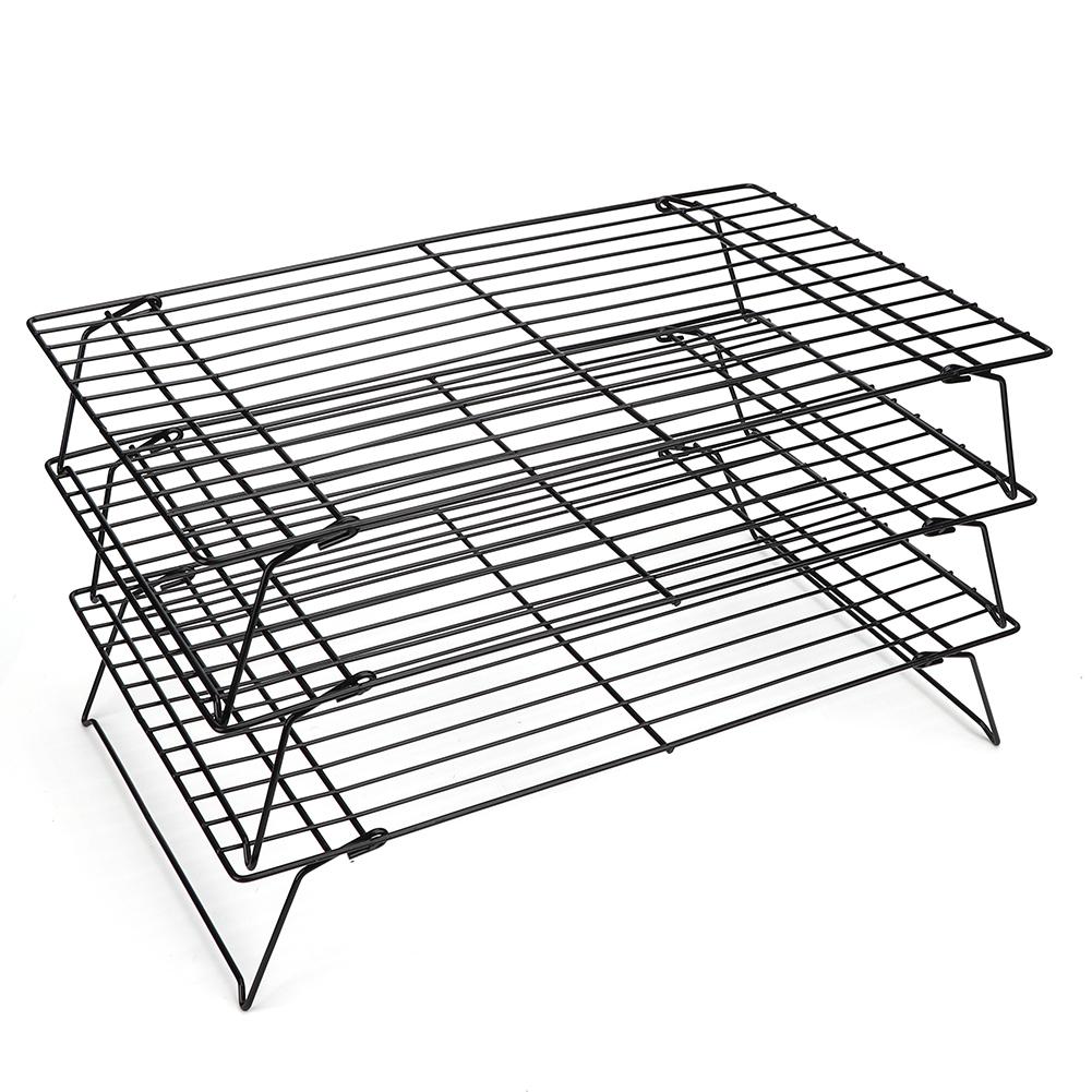 Трехъярусная антипригарная решетка для охлаждения, сетка, противень для выпечки, кухонная стойка для хлеба и пирожных, для приготовления выпечки