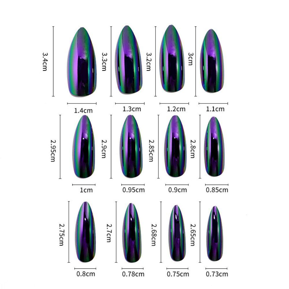 Gold Long Almond Fake Nails Finished Mirror Surface False Nails Detachable Press on Nails Nail Art