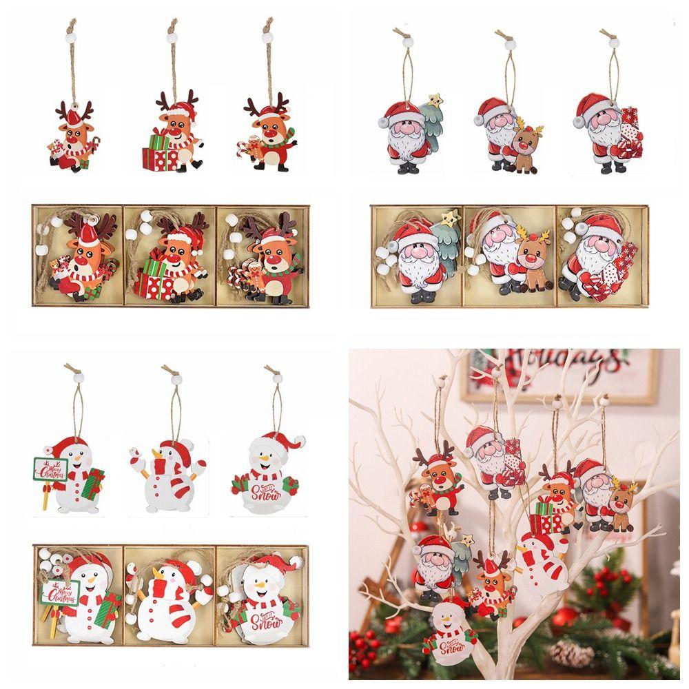 9 шт./компл. Деревянная поделка Рождественская деревянная подвеска Рождественская елка ломтики украшение Рождественская елка