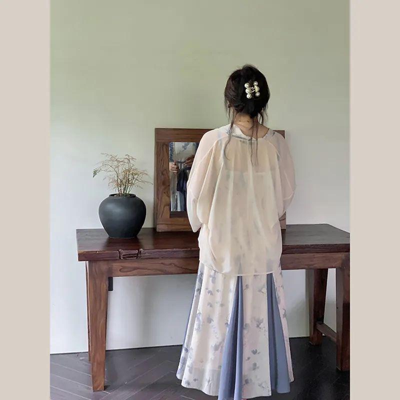 Элегантный летний набор Hanfu в ретро-стиле большого размера для женщин