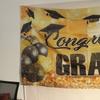 Congrats Grad Graduation Photography Backdrop Bachelor Hat Black Gold Glitter Happy Graduation Banner Celebrate Polyester