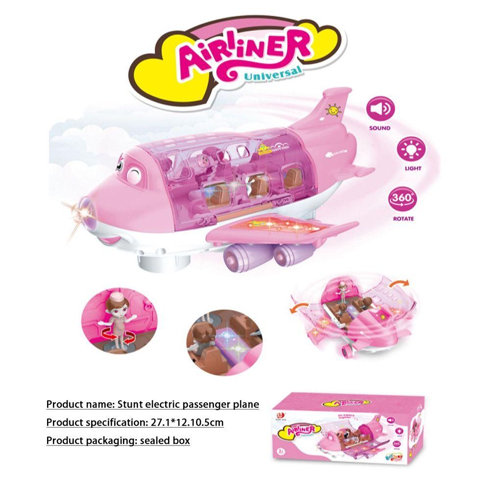 Синий/розовый светодиодный фонарь Музыкальный игрушечный самолетик Электрическая игрушка Самолет игрушечный светодиодный самолет Модель Мальчик