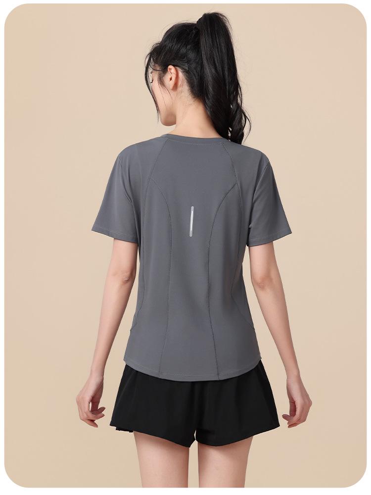 Женский спортивный топ с коротким рукавом для йоги и бега больших размеров, быстросохнущий
