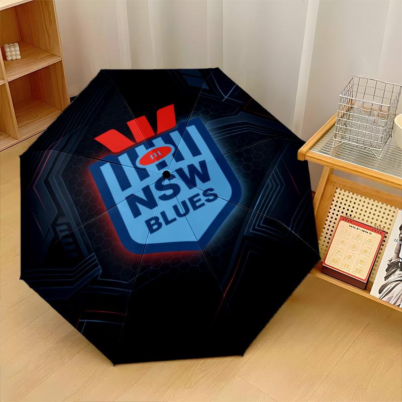 NSW Blues Print Auto 8?Ribs Folding Umbrella Wind Resistant Lightweight Automatic Umbrella For Daily Travel