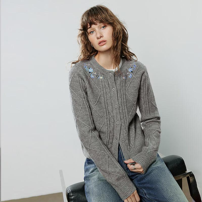 Женский вязаный кардиган Chuyu в стиле ретро с цветочной вышивкой