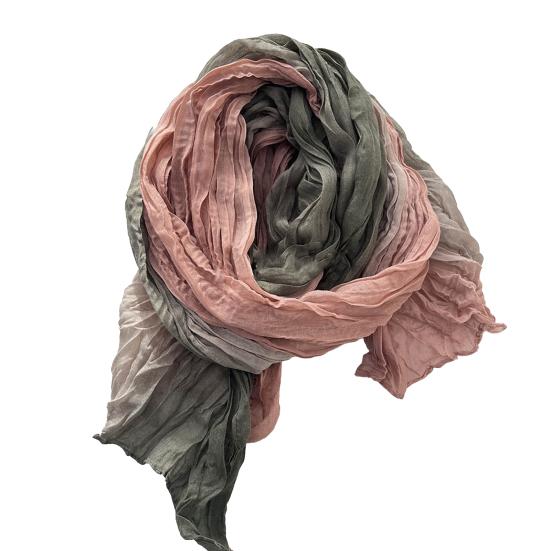 Unisex Shawl Scarf Gradient Color Versatile Wrinkled Long Scarf Autumn Winter Wind-Proof Cold-Resistant Shawl Wrap