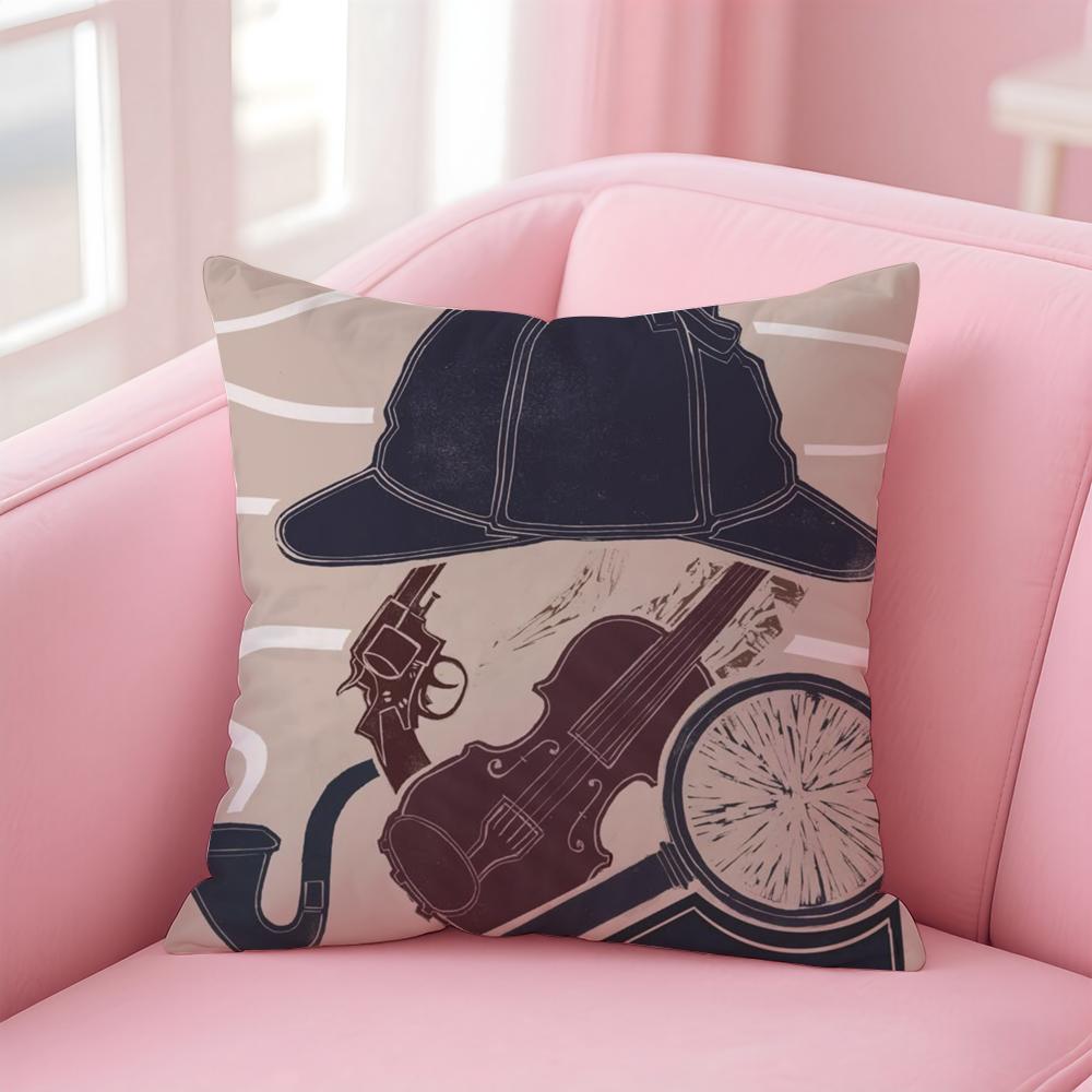 Classic British TV Series SSherlock HHolmes Cushion Cover Pillow Case Soft Skin Friendly Fabric  Concealed Zipper