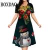 Christmas Tree Print Women Dresses 2026 New Fashion Cute Santa Claus Casual Short Sleeve O-Neck Loose A-Line Party Dress Vestido