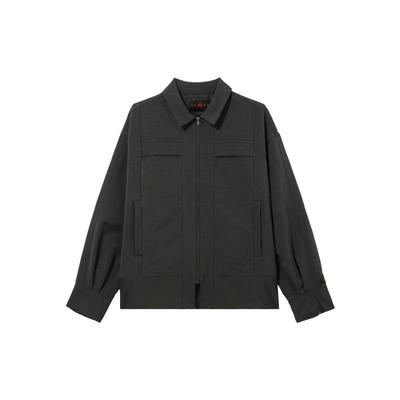 Сплошной цвет с карманом на молнии и воротником с длинным рукавом Женская верхняя одежда Серый DX0505-022