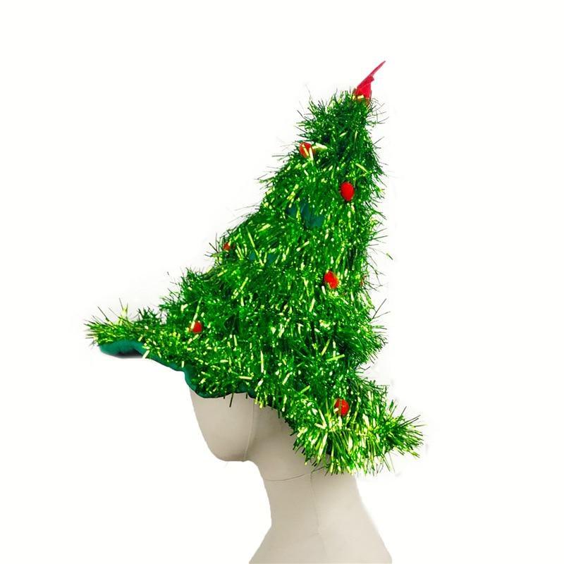 Tinsel Christmas Tree Hat Headband Christmas Party Santa Claus Flower Dress Clothing Hat Holiday Atmosphere Decoration Headwear