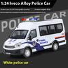 1:Машина Полиции IVECO в масштабе 24, литой металлический сплав, модель, звук и свет, инерционная игрушка, украшения интерьера, детская игрушка, подарки Doiplay