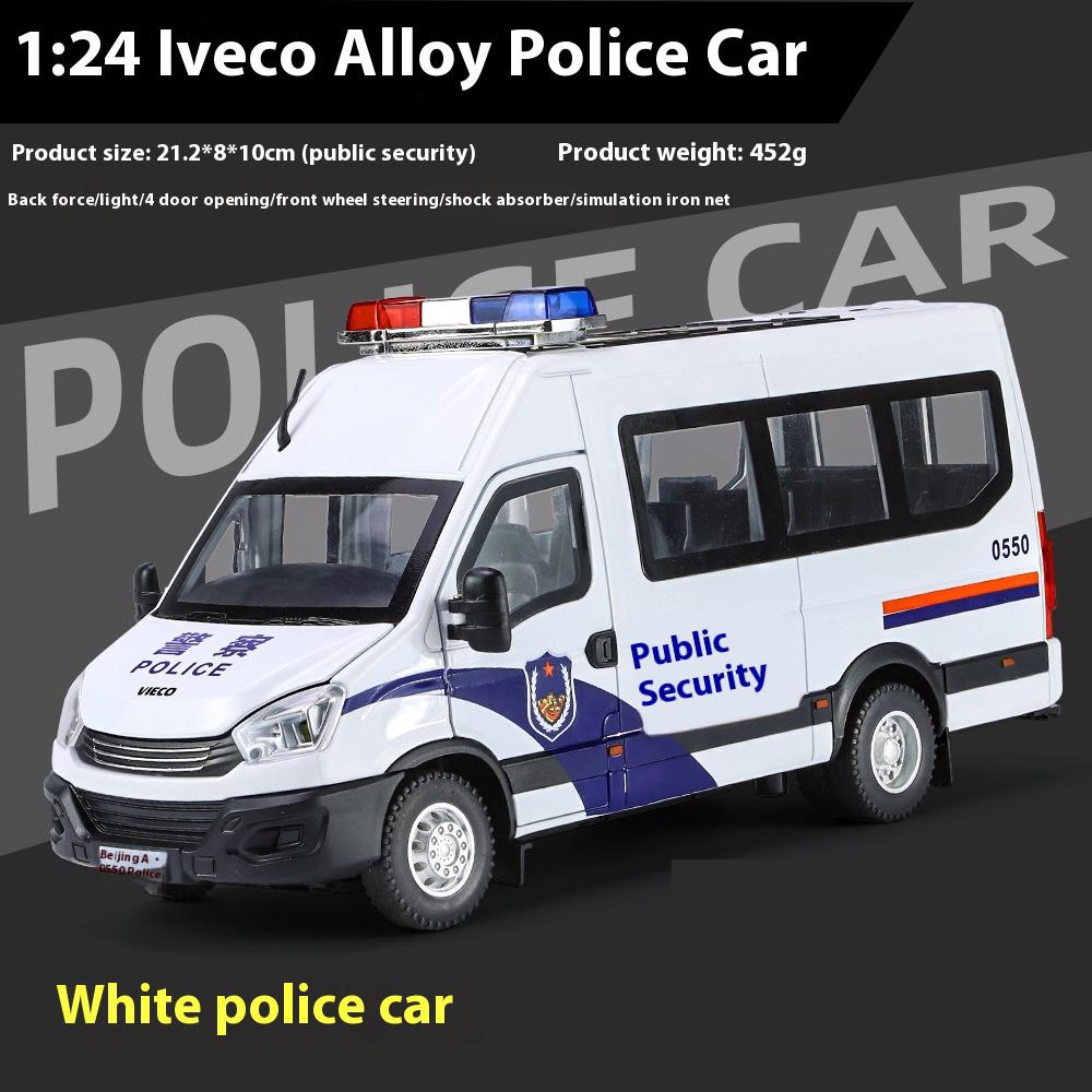 1:Машина Полиции IVECO в масштабе 24, литой металлический сплав, модель, звук и свет, инерционная игрушка, украшения интерьера, детская игрушка, подарки Doiplay