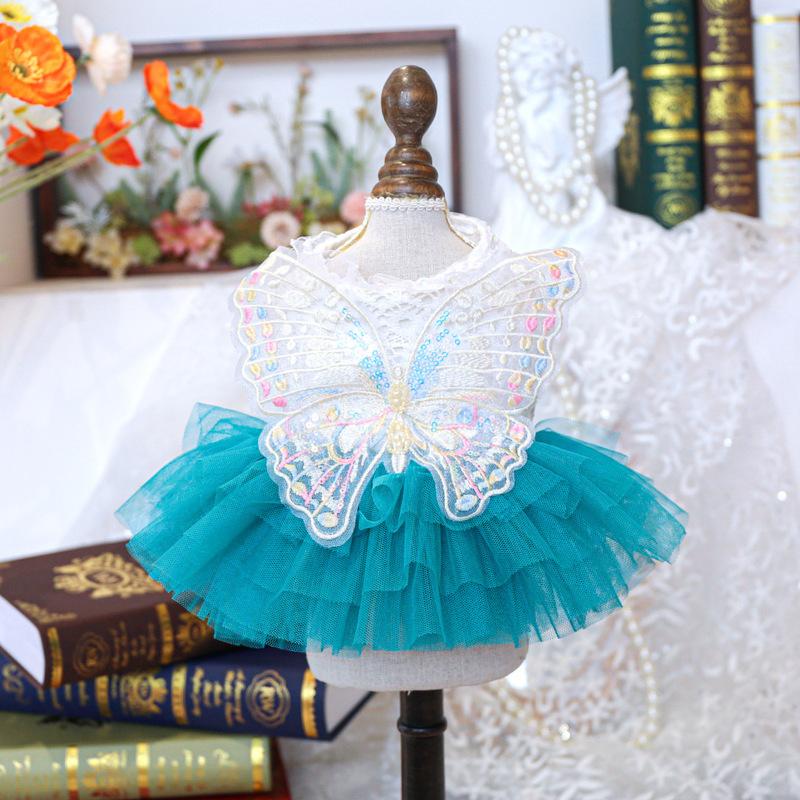 PETCIRCLE Butterfly Dog Princess Dress Fairy Gauze Pet Skirt Puppy Cat Clothing for Party Birthday Wedding