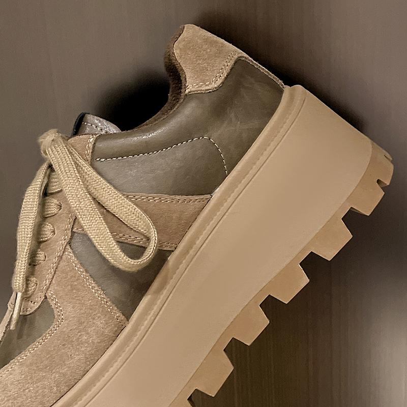 Aphixta Женские Повседневные Кроссовки Ботинки Обувь Женская Шнуровка Платформа Увеличение Роста Современные Ботинки Массивная Подошва Хаки Ботильоны