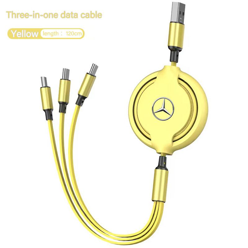 VFO1 3 In 1 Charging Data Cable USB Type-C Car Charger Head Auto Interiors For Mercedes Benz AMG A/B/C/E/S Class GLE C200L W220 W211