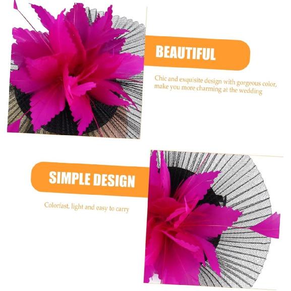 POPETPOP Mesh Decorative Headband Wedding Tops Hat Veil Black and Rose Red Netting Accent Hat for Women Tea Party and Special Occasion Accessories